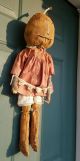 Primitive Folk Art Pumpkin Girl Doll Vintage Clothes Halloween Fall Greeter Primitives photo 3