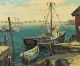 1954 Vintage Authentic Bird Spencer Newman Seascape Docked Boats Oil Painting Nr Other Maritime Antiques photo 1