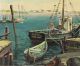 1954 Vintage Authentic Bird Spencer Newman Seascape Docked Boats Oil Painting Nr Other Maritime Antiques photo 3
