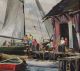 Vintage 1959 Bird Spencer Newman Jersey Seascape Docked Boats Oil Painting Other Maritime Antiques photo 4