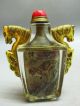 Chinese Exquisite Glass Inside - Drawing Monkey Snuff Bottle - Gold - Plated Two Ho Snuff Bottles photo 1