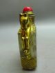 Chinese Exquisite Glass Inside - Drawing Monkey Snuff Bottle - Gold - Plated Two Ho Snuff Bottles photo 2