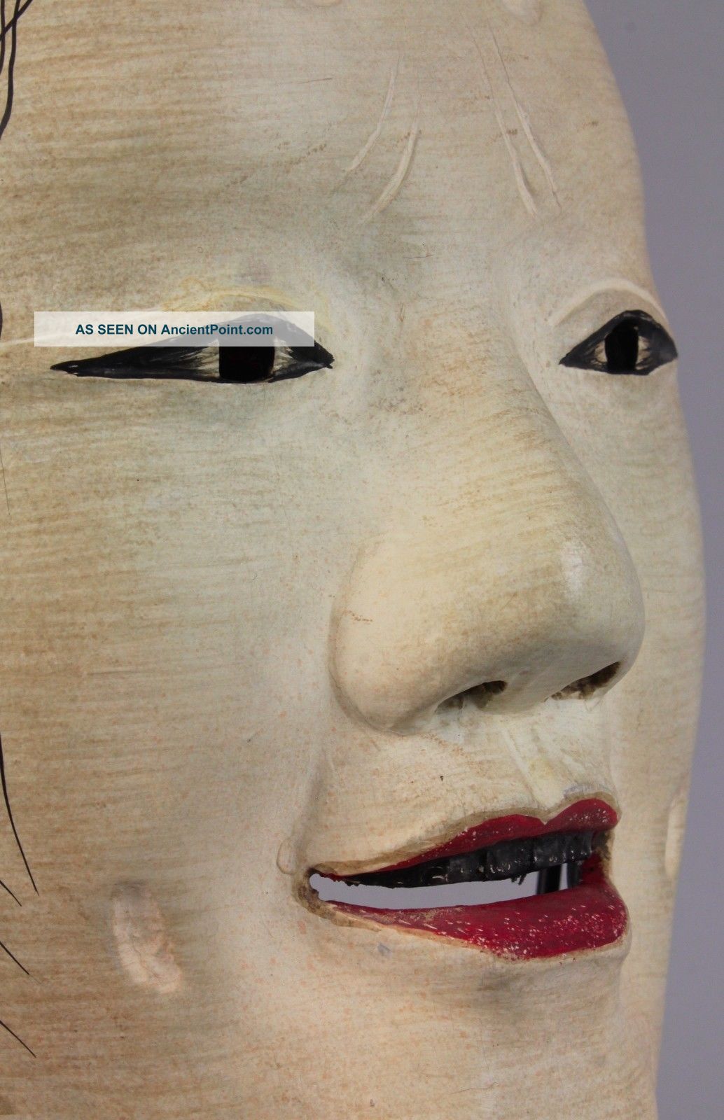 Japanese Noh Mask Depicting Masugami Character Signed H67 Masks photo