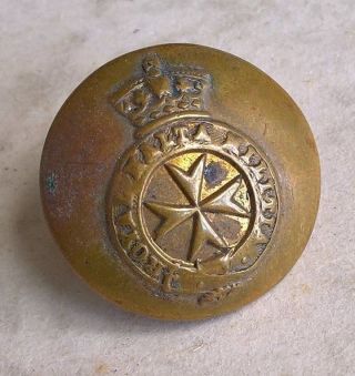 1875 - 1895 Royal Malta Militia Button Marked C Pitt & Co.  St.  Martins Lane London photo