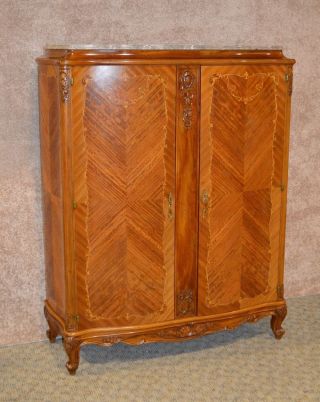 Muebles De Arte Carved & Inlaid Two Door Wardrobe W/fitted Interior & Marble Top photo