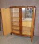 Muebles De Arte Carved & Inlaid Two Door Wardrobe W/fitted Interior & Marble Top 1900-1950 photo 4