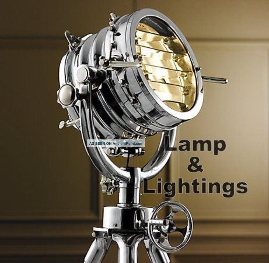 Lamp Floor Tripod Nautical Light Vintage Designer Decor Spot Searchlight Marine Lamps & Lighting photo