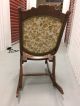 Antique Vintage Wooden Folding Rocker Rocking Chair Tapestry Victorian 1900-1950 photo 3
