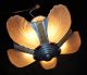 Vtg Art Deco Slip Shade Cast Metal Chevron Ceiling Light Chandelier Fixture 1930 Chandeliers, Fixtures, Sconces photo 1