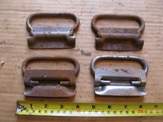 4 Vintage Metal Stanley Pulls Folding Drop Handles Tool Box Chest Trunk photo