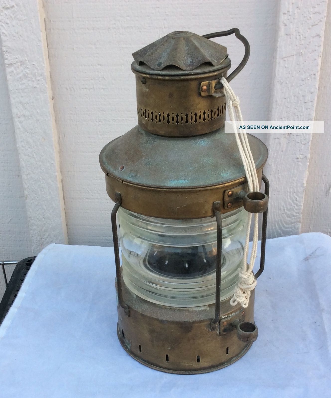 Rare Vintage 16 " Ankerlight Copper Nautical Ships Lantern W/glass Globe Hanging