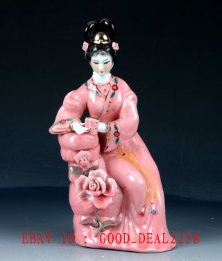 Chinese Porcelain Handmade Carved Beauty Women Statue Cx002 photo