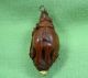 Antique Chinese Pierced & Carved Hediao Nut Gold Pin Monk & Child On Yak 4 Cm Woodenware photo 1