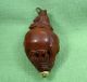 Antique Chinese Pierced & Carved Hediao Nut Gold Pin Monk & Child On Yak 4 Cm Woodenware photo 2