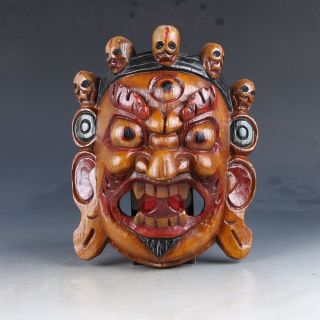 Old Ancient Chinese Nuo Opera Wood Mask,  (decorative Your Wall) Ep0262 photo