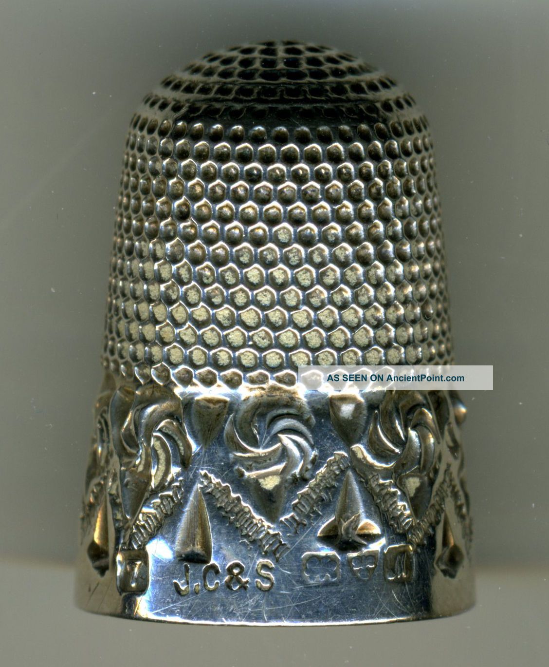 Antique English Sterling Silver Thimble (chester) W/silver Thimble Holder Thimbles photo
