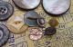 11 Antique Mop/mother - Of - Pearl Buttons Dyed Embellished Carved & Other Awesomes Buttons photo 5