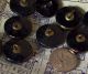 10 Antique 1800s Gold Luster - On - Black Glass Botanical Buttons Leaves Aristocracy Buttons photo 4