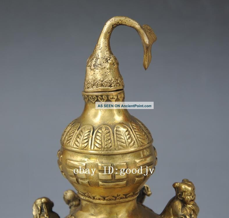 Chinese Taoism Eight Immortals Buddha Statue Pure Brass Copper Calabash Gourd Other Chinese Antiques photo