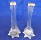 Antique Silver Topped Clear Glass Posy Or Bud Vases Hm London 1926 - 27 Vases & Urns photo 3