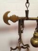 Antique Brass Hanging Steelyard Scale With Brass Bowl,  Hooks,  Beam & Weight Scales photo 2