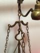Antique Brass Hanging Steelyard Scale With Brass Bowl,  Hooks,  Beam & Weight Scales photo 3