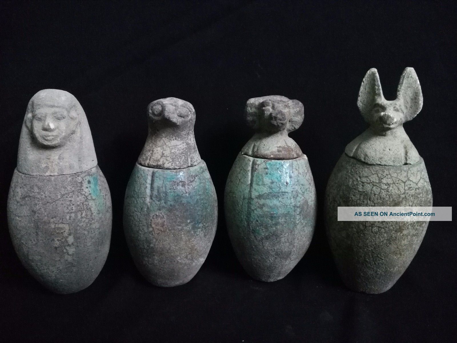 4 Ancient Egyptian Canopic Jars (990–969 Bc) Egyptian photo