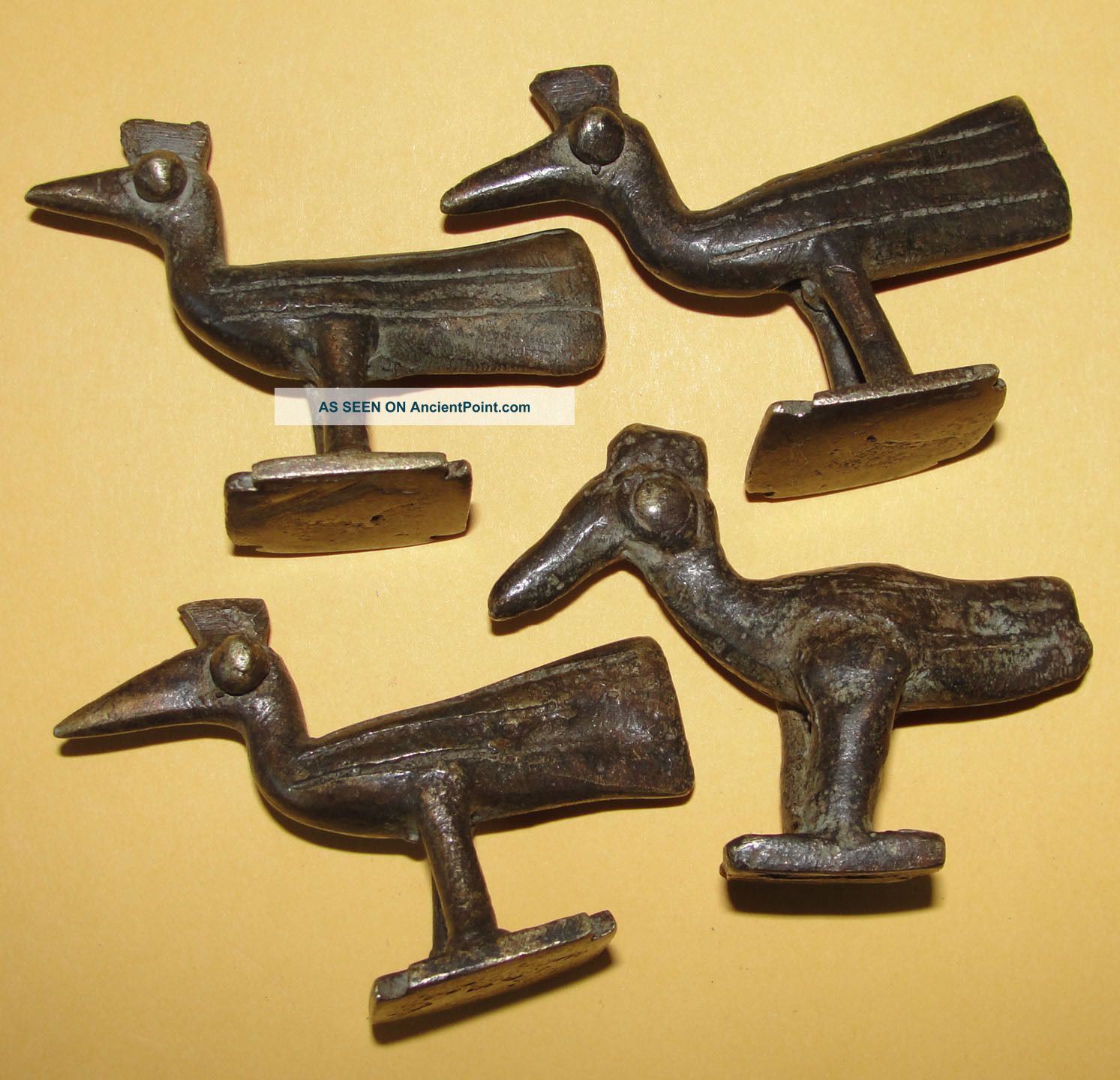 4 African Bronze Birds Goldweight Akan Ashanti Ghana Burkina Gan Statue Antique Sculptures & Statues photo