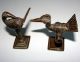 2 Rare African Bronze Sankofa Bird Goldweight Akan Ashanti Ghana Burkina Faso Sculptures & Statues photo 7