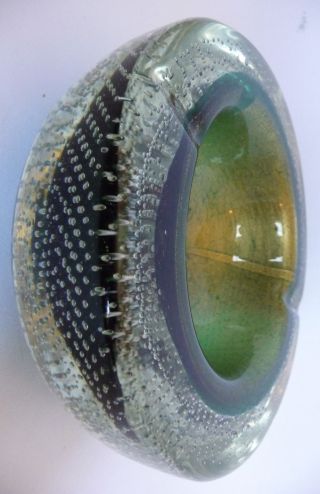 Murano Archimede Seguso Art Glass Bowl Ashtray Controlled Bubbles Gold Flecks photo