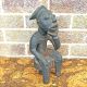 African Hand Carved Seated Man Thinker Statue - Scholar ? - Ethnic Wood Carving Other African Antiques photo 4