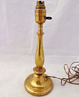 Antique Edwardian Brass Candlestick Shape Table Lamp Base 1900 - 1920 12 3/4 In photo