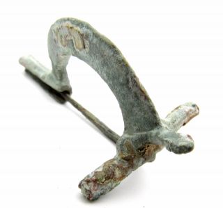 Roman Bronze Bow Type Brooch/fibula - Ancient Historic Artifact Stunning - J22 photo