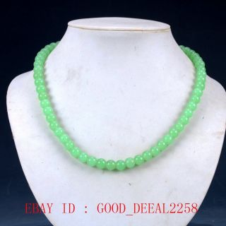 100 Natural Jade Handwork Carved Beaded Necklace Xl065 photo