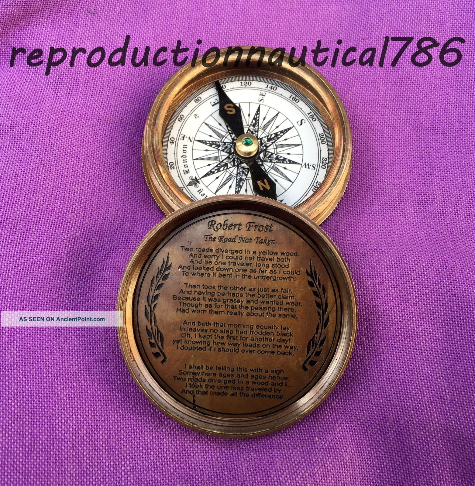 Handmade Antique Solid Brass Compass Vintage Maritime Nautical Compass Compasses photo