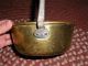 18th Century Small Size Brass Kettle W Rolled Edge And Applied Hf Iron Handle Primitives photo 5