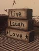 Primitive Crackle Block Sign Wood Black Tan Country Decor Star Live Laugh Love Primitives photo 2