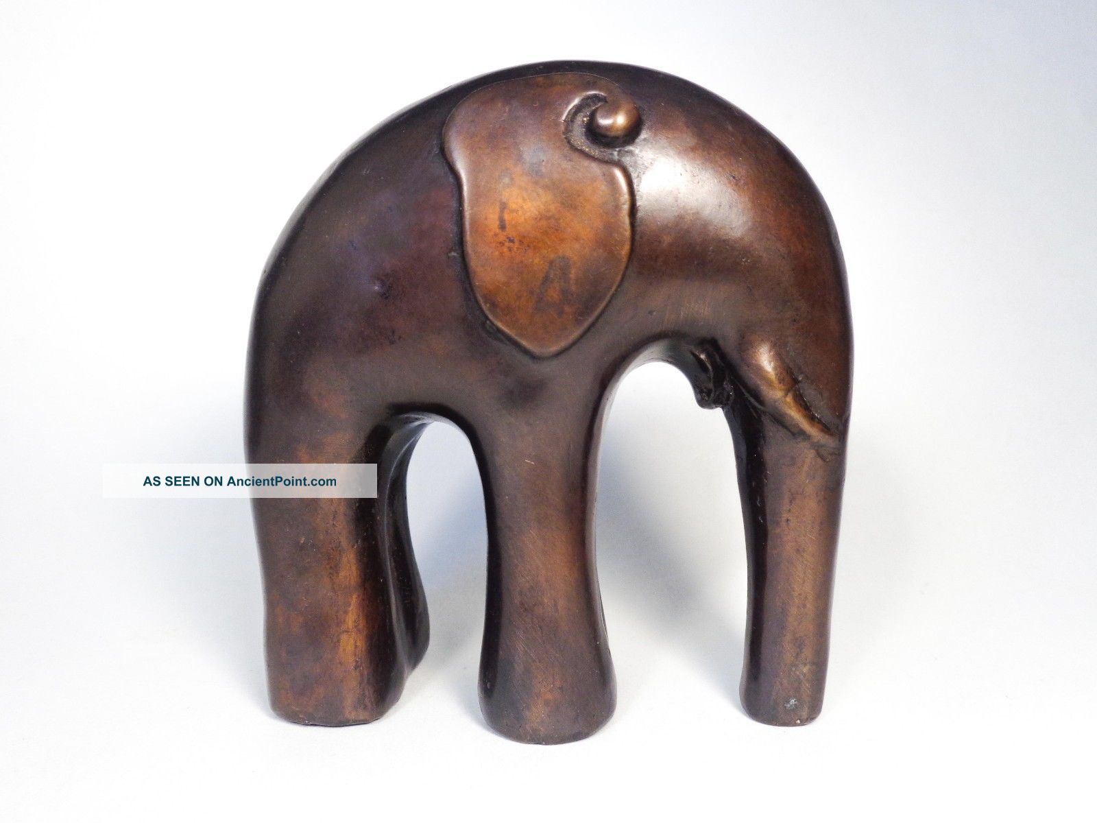 Bronze Modernist Standing Elephant Figurine W/orig.  Aged Sepia Patina,  Mid - Cent Mid-Century Modernism photo