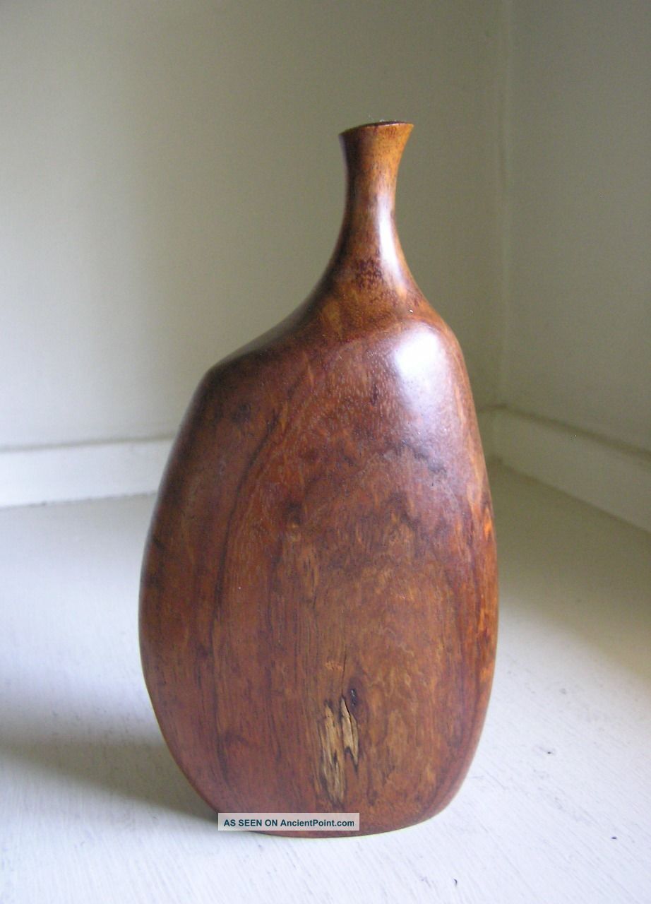 Signed Doug Ayers Wood Sculpture Carved Vase Mid Century Modern Eames Era Mid-Century Modernism photo