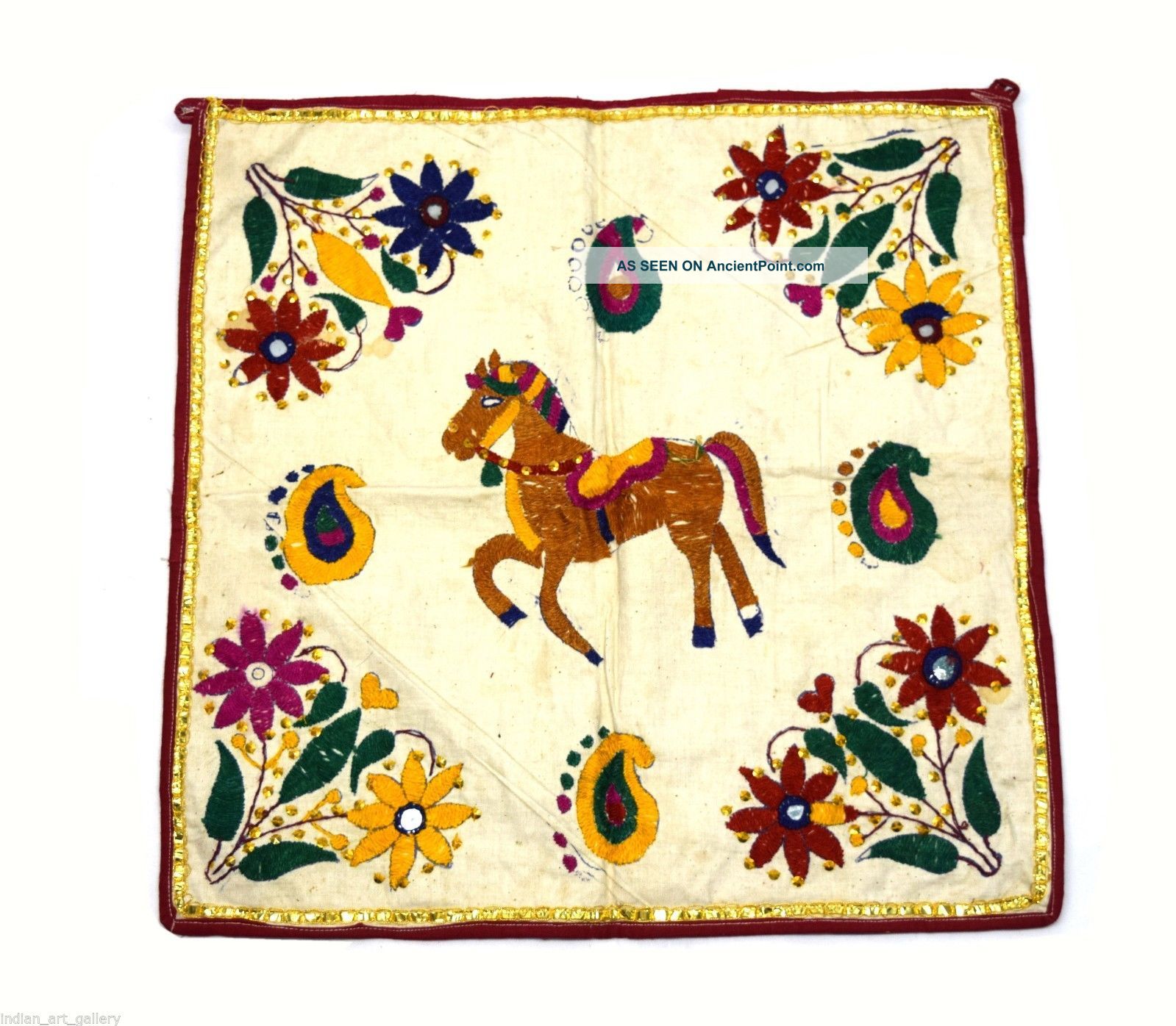 Vintage Rare Hand Embroidery Work Kutch Collectible Home Décor Cloth.  I17 - 3 India photo