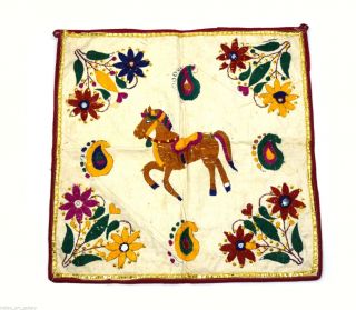 Vintage Rare Hand Embroidery Work Kutch Collectible Home Décor Cloth.  I17 - 3 photo