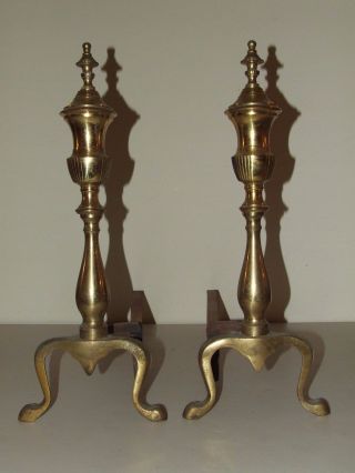 Vintage Brass French Victorian Style Fireplace Andirons photo