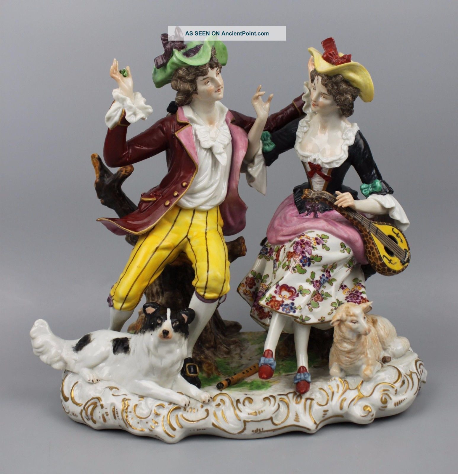 Rudolstadt Ernst Bohne Sohne Figurine Couple With Sheep And Dog Worldwide Figurines photo