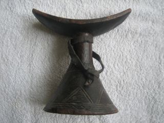 Striking Engraved Ethiopian Headrest.  Really Piece. photo