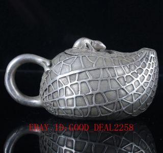 Old Silver Copper Hand Carved Peanut Pattern Teapot Bt013 photo