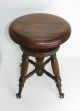 Antique Wood Charles Parker Co Adjustable Organ Piano Stool Glass Ball Claw Feet 1800-1899 photo 2