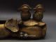 Mark Chinese Brass Auspicious Bird Mandarin Duck Frog Lotus Root Statue Pen Wash Figurines & Statues photo 4