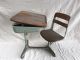 Vintage 1930 School Desk And Swivel Seat,  Wood And Metal. 1900-1950 photo 1