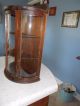 Antique Curved Glass Curio Wall Cabinet Or On Table 1900-1950 photo 2