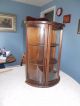 Antique Curved Glass Curio Wall Cabinet Or On Table 1900-1950 photo 4